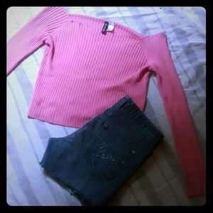 H&M divided off the shoulder crop-top